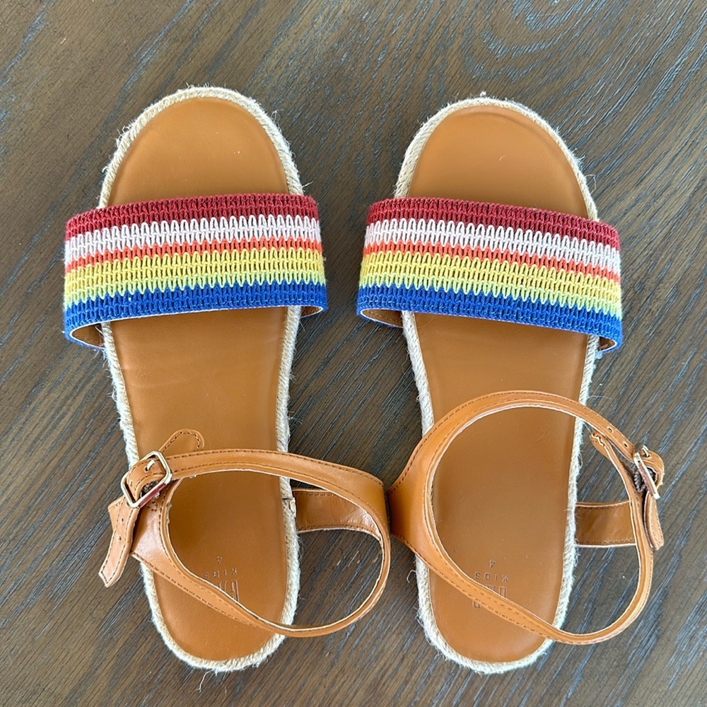 GAP Kids Rainbow Brown Espadrille Sandals Girls Size 4
